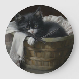 Grande Horloge Ronde Un Coin Cosy Kittens