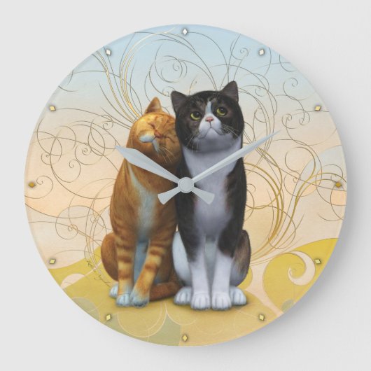 Grande Horloge Ronde Un couple de chats : l'amour est dans l'air ? gran (Recto)