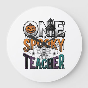 Grande Horloge Ronde Un design vectoriel Halloween d'un professeur effr