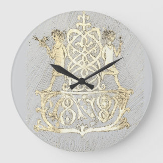 Grande Horloge Ronde Un dessin à l'encre représentant deux personnages