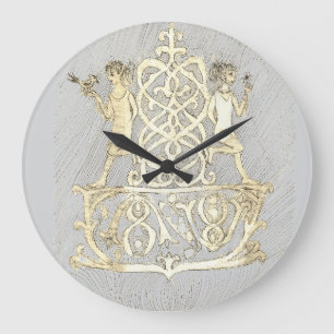 Grande Horloge Ronde Un dessin à l'encre représentant deux personnages