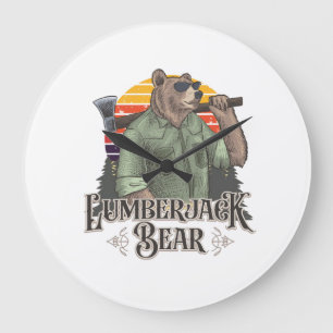 Grande Horloge Ronde Un drôle de puzzle avec un ours dessiné