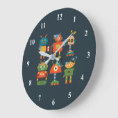 Grande Horloge Ronde Un joli robot design pour enfants (Angle)