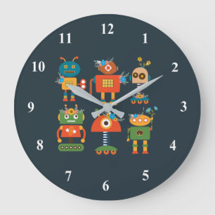 Grande Horloge Ronde Un joli robot design pour enfants