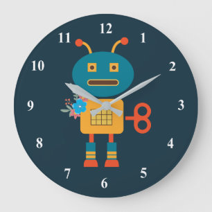 Grande Horloge Ronde Un joli robot design pour enfants