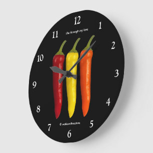 Grande Horloge Ronde Un Trio Coloré de Piments Banane