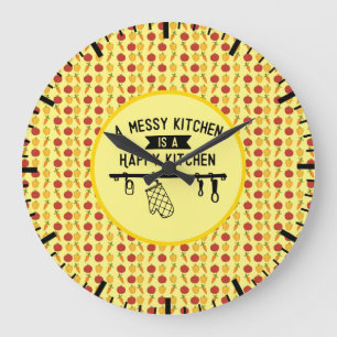 Grande Horloge Ronde Une cuisine en désordre est un cadeau de poivrons