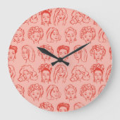 Grande Horloge Ronde Une Femme branchée face dessinée (Recto)