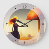 Grande Horloge Ronde Une femme et un immense champignon (Recto)