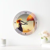 Grande Horloge Ronde Une femme et un immense champignon (Maison)