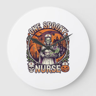 Grande Horloge Ronde Une infirmière effrayante Halloween squelette poti
