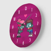 Grande Horloge Ronde Une paire de zombies en amour (Angle)