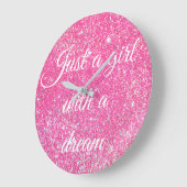 Grande Horloge Ronde UNE PETITE FILLE AVEC UNE Parties scintillant rose (Angle)