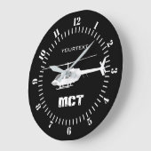 Grande Horloge Ronde Une silhouette personnalisée pour hélicoptère (Angle)