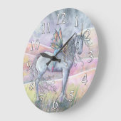 Grande Horloge Ronde Unicorn and Fairy Fantasy Wall Clock (Angle)