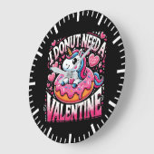 Grande Horloge Ronde Unicorn Donut Besoin Valentine Funny Anti-Valentin (Angle)
