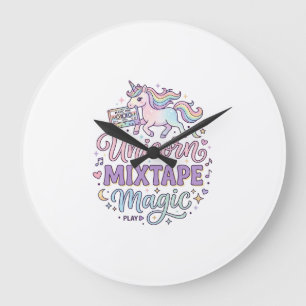 Grande Horloge Ronde Unicorn Mixtape Magie Autocollant et T-shirt Adora