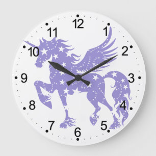 Grande Horloge Ronde Unicorn pegasus - Choisir la couleur arrière - pl