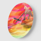 Grande Horloge Ronde Unicorne dans le désert peint (Angle)