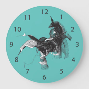 Grande Horloge Ronde Unicorne numérique