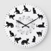 Grande Horloge Ronde Unique Cute Black Cat Silhouettes Themed (Recto)