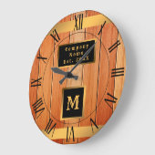 Grande Horloge Ronde Unique Gold Luxury Wood Monogrammé (Angle)