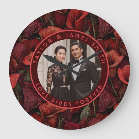 Grande Horloge Ronde Unique Red Calla Lilies Fantasy Countryside Weddin (Recto)
