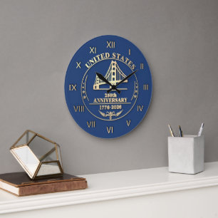Grande Horloge Ronde USA 250e anniversaire Golden Gate or chiffres roma