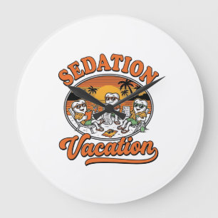 Grande Horloge Ronde Vacances sous sédation Design de T-shirt humour de