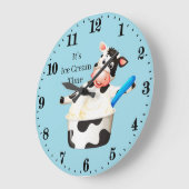 Grande Horloge Ronde vache à temps glacée mignonne (Angle)