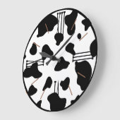 Grande Horloge Ronde Vache blanche noire poster de animal cachée avec m (Angle)