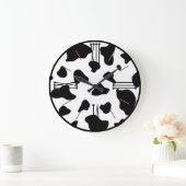 Grande Horloge Ronde Vache blanche noire poster de animal cachée avec m (Maison)