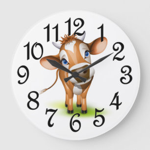 Grande Horloge Ronde Vache brune