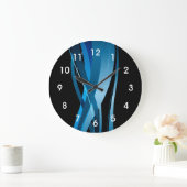 Grande Horloge Ronde Vague bleue moderne Abstraite (Maison)