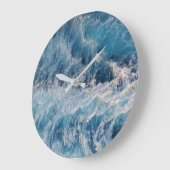 Grande Horloge Ronde Vagues bleu océan (Angle)
