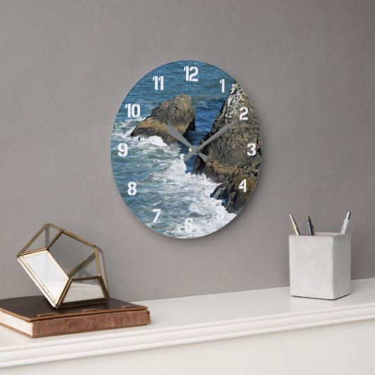 Grande Horloge Ronde Vagues déferlantes sur une côte rocheuse (Bureau)