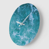 Grande Horloge Ronde Vagues profondes de l'océan bleu (Angle)