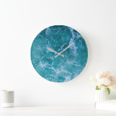 Grande Horloge Ronde Vagues profondes de l'océan bleu (Maison)