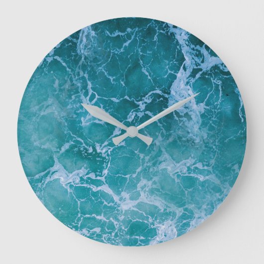 Grande Horloge Ronde Vagues profondes de l'océan bleu (Recto)