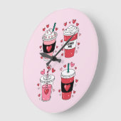 Grande Horloge Ronde Valentines Day Latte Coffee Lover (Angle)