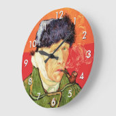 Grande Horloge Ronde Van Gogh - Autoportrait avec oreille bandée et pip (Angle)