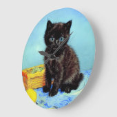 Grande Horloge Ronde Van Gogh Black Kitten avec fils (Angle)