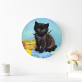 Grande Horloge Ronde Van Gogh Black Kitten avec fils (Maison)