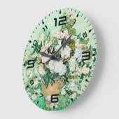 Grande Horloge Ronde Van Gogh Roses Wall Clock – Mint Elegance (Angle)