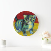 Grande Horloge Ronde Van Gogh Tabby Cat (Maison)
