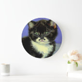 Grande Horloge Ronde Van Gogh Tuxedo Kitten (Maison)