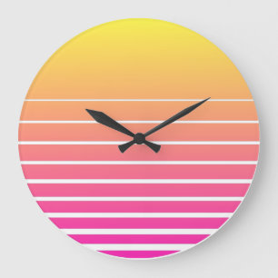 Grande Horloge Ronde Vaporwave Sun