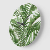 Grande Horloge Ronde Verdure tropicale Aquarelle Palm Tree Feuilles (Angle)