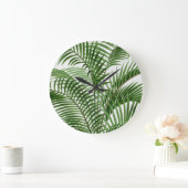 Grande Horloge Ronde Verdure tropicale Aquarelle Palm Tree Feuilles (Maison)