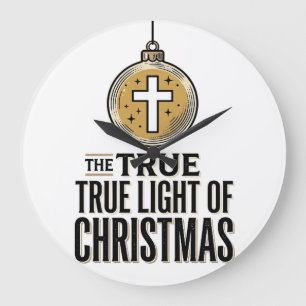 Grande Horloge Ronde Véritable Lumière de Noël Ornement Chrétien Vintag